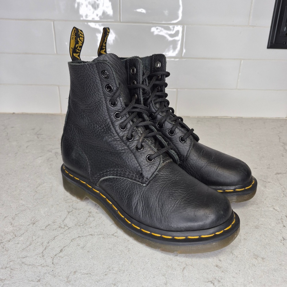 Dr. Martens 1460 Pascal Virginia Leather 7 Black Womens Combat Boots